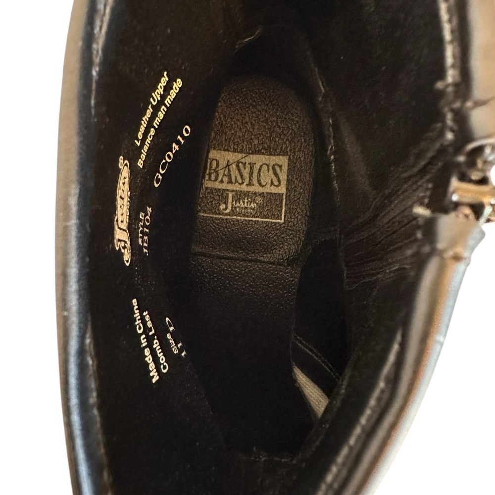 Justin Basic Boots Black Leather Ankle Boots JB104 11D - Picture 10 of 13